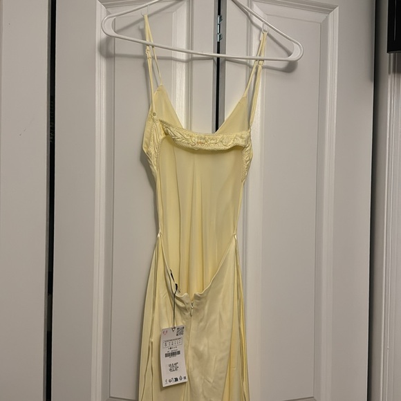 Pastel Yellow Satin Slip Dress - Picture 6 of 7